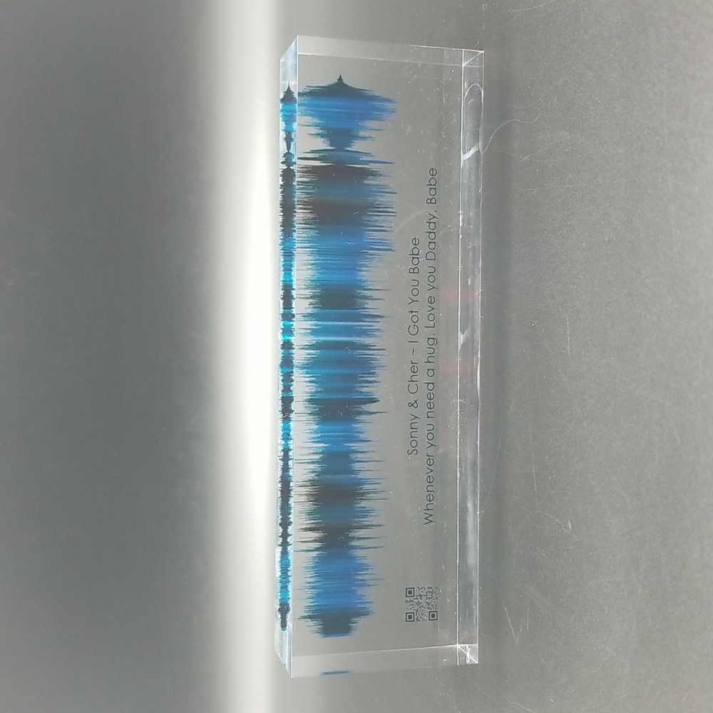 Hand Crafted Acrylic Soundwave Art with Scannable Qr Code with Sonny & Cher Song - Picture 3 of 10